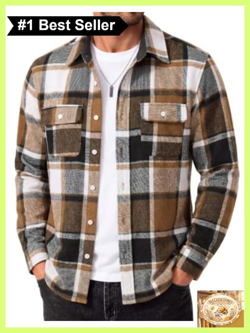 COOFANDY Men's Cotton Plaid Flannel Button Down Shirt Jacket Long Sleeve Casual
